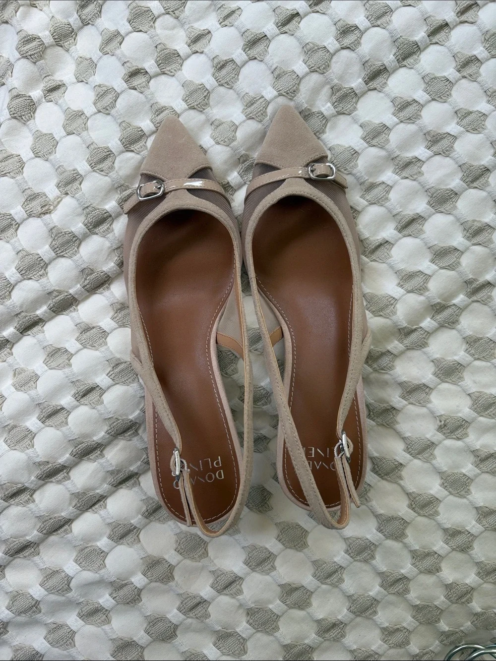 Donald J. Pliner Taupe Pointed Toe Slingback Pumps
